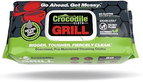 Crocodile Cloth Grill - 80 Pre-Moistened Plant-Based Wipes