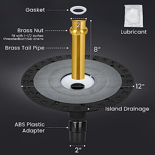 Freestanding Bathtub Drain Mounting Kit with ABS Adapter and Brass Liner