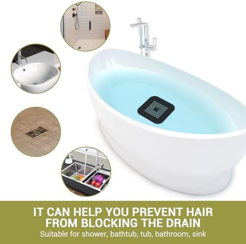 Flasidu Tub Drain Cover Hair Catcher 2 Black