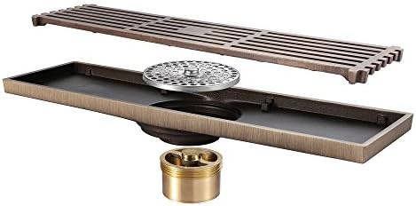 Linear Shower Drain 12 Inch Brass with Removable Grate 1