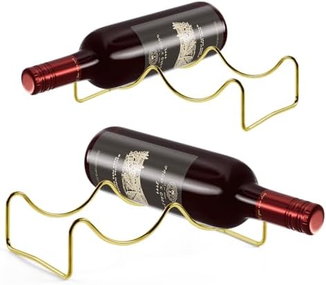 TONLEA 2-Bottle Wine Rack Metal Wine Holder Gold Finish