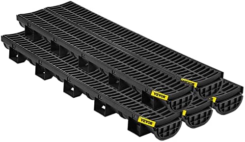 VEVOR HDPE Trench Drain System 57x31-Inch Black 5-Pack