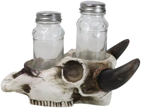 Ebros Gift Rustic Cow Skull Salt Pepper Shaker Set
