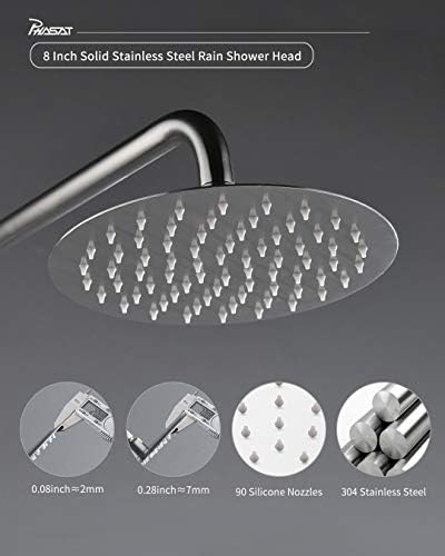 PHASAT 3 Functions Stainless Steel Shower System with Rainfall Head