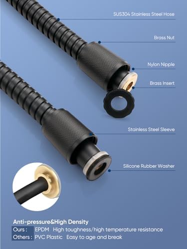 Heemli 12 Inch Adjustable Dual Shower Head Combo - 8 Modes Black