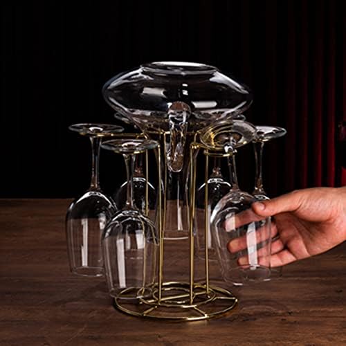 DOITOOL Wine Glass Holder Stand with 6 Hooks Gold