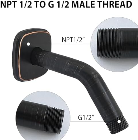 HOMYEP 6 Inch Oil Rubbed Bronze Angled Shower Arm with Flange