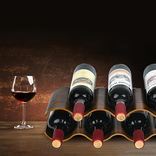 TRUDING 7 Bottle Tabletop Wine Rack with 2 Tiers