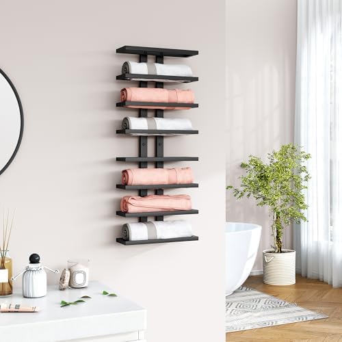 Hoctieon 3-Set 8 Tier Wall Wine Rack Display Storage Black