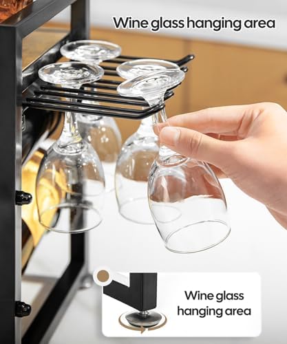 Vilaxing 8-Bottle Wine Rack with 12 Glass Holder