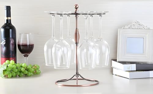 GeLive Bronze Wine Glass Holder Stand 6 Hooks