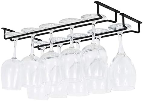 Wallniture Brix Wine Glass Holder Set of 2 Black Iron 17 Inch 1