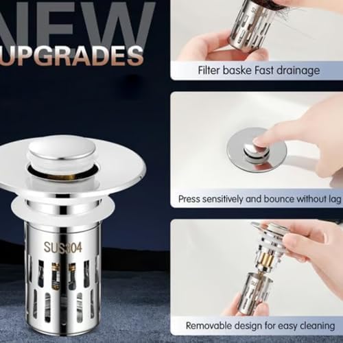 Lexoyes Pop Up Drain Stopper for Bathroom Sink