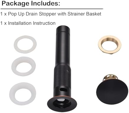 Oil Rubbed Bronze Sink Drain with Overflow and Detachable Strainer