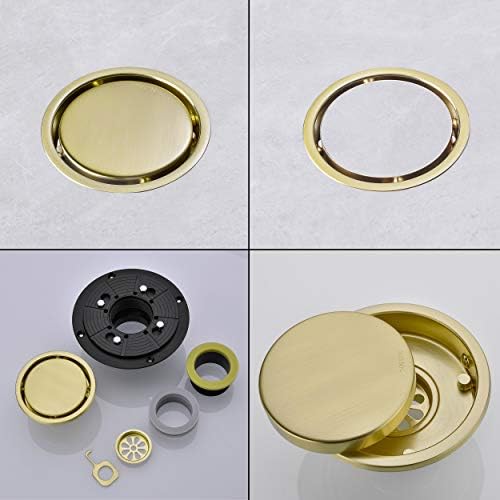 4 Inch Brushed Gold Shower Drain with Tile Insert