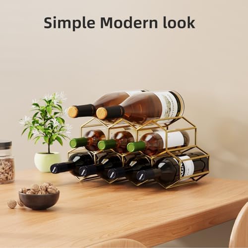 Urban Deco Small Gold Wine Rack 9 Bottle Holder