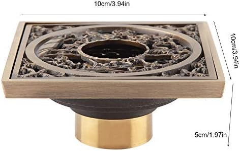 Tomotato Square Drain Strainer Antique Brass 10cm Drain Cover