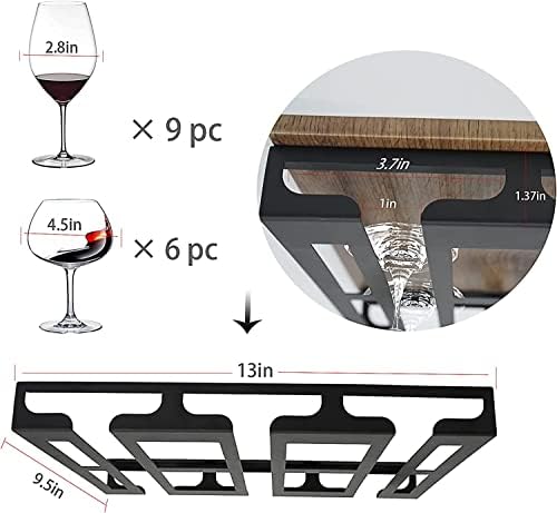 Wine Glass Rack Holder - 3 Rows Metal Cabinet Organizer for Bar Kitchen