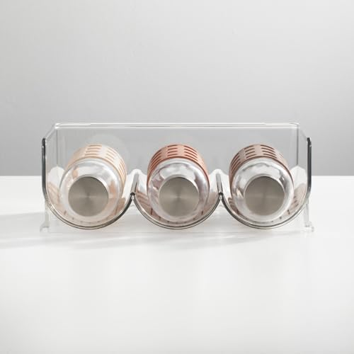 mDesign Plastic Free-Standing Stackable 3 Bottle Holder - Clear 4 Pack 1