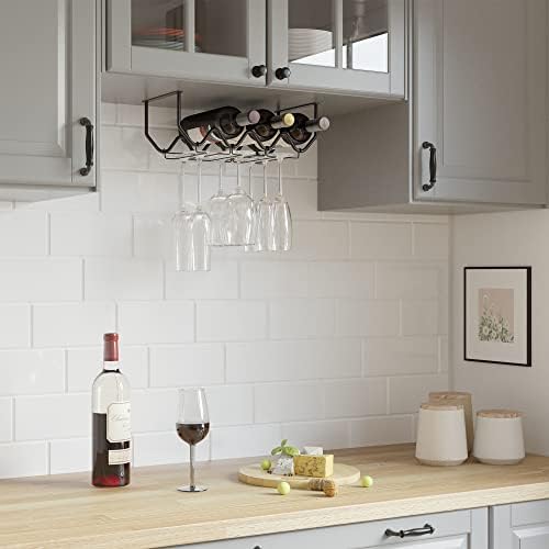 Wallniture Piccola Under Cabinet Wine Rack Glasses Holder
