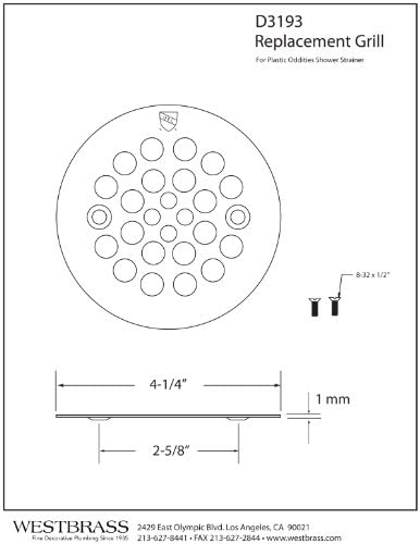 Westbrass 4-14 Shower Strainer Plastic-Oddities Style