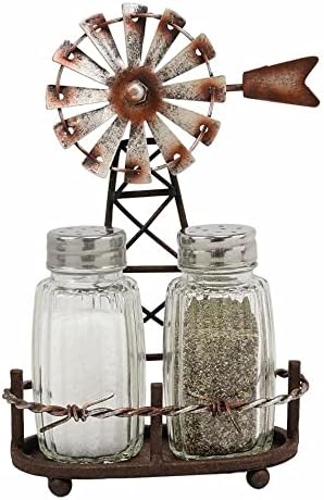 1 Set Of 65H Rustic Windmill Salt Pepper Shakers