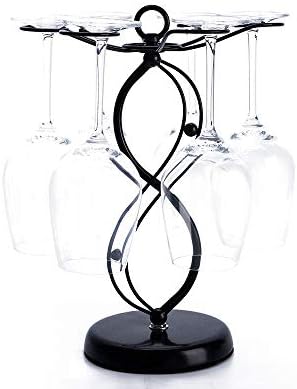 FOMANSH Countertop Wine Glass Holder with 6 Hooks Black 1