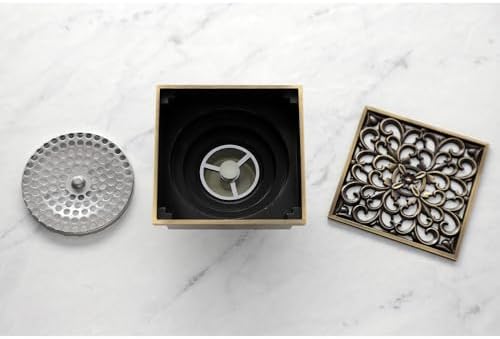 Kingston Brass Watercourse Scroll 4 Inch Square Grid Drain Strainer