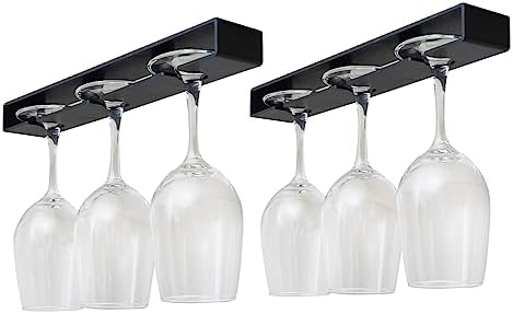 AQJUNONG 2 Pack Wine Glass Holder Classic Black