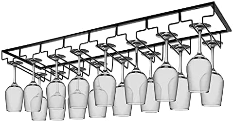 Xverycan Wine Glass Rack Under Cabinet 8 Row Metal Stemware Holder