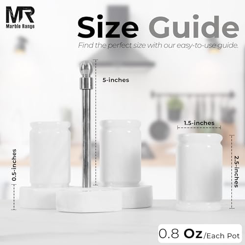 Marble Salt and Pepper Shakers Set with Holder