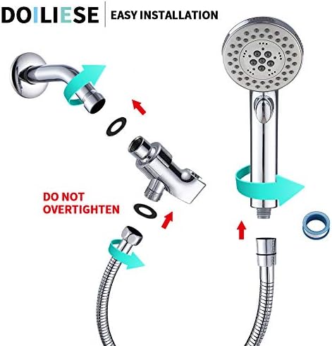 DOILIESE 6-Setting Massage Handheld Shower Head with Pause and Spa Spray - Chrome