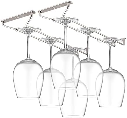 CUKE2BEET 118 Inch Stainless Steel Wine Glass Rack for Cabinet