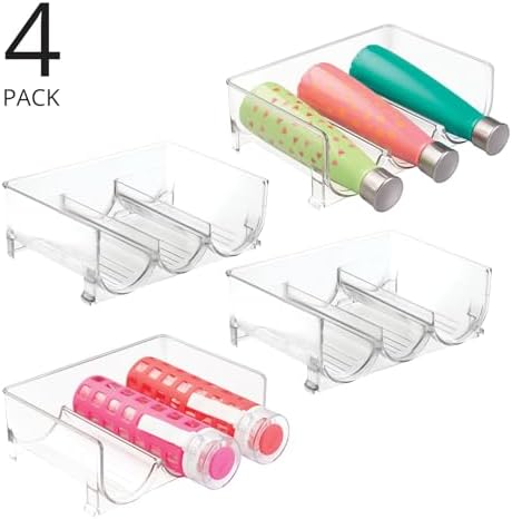 mDesign Plastic Free-Standing Stackable 3 Bottle Holder - Clear 4 Pack 1