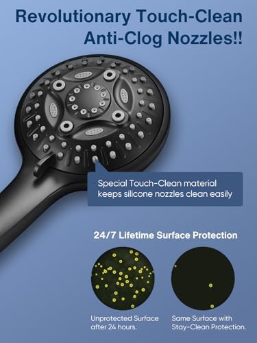 Heemli 12 Inch Adjustable Dual Shower Head Combo - 8 Modes Black