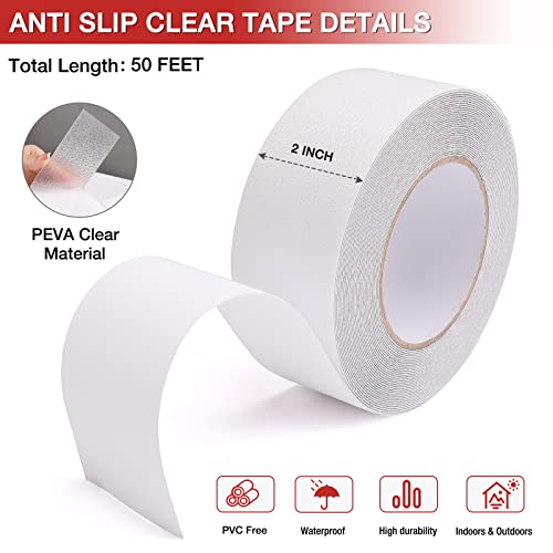 SafetyPro Clear Anti-Slip Tape 2x50ft Waterproof
