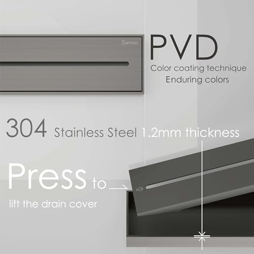 Sunrosa 24 Inch Linear Shower Drain with PVD Coating 1