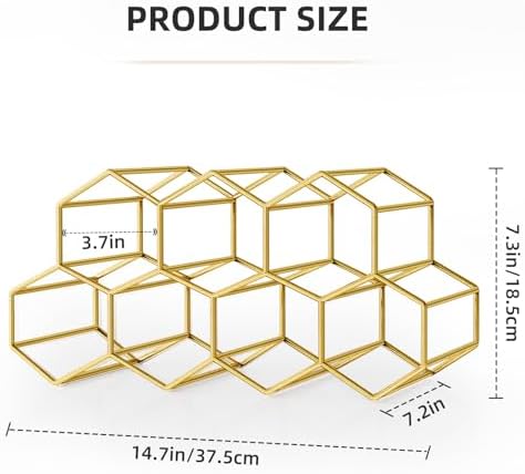 Urban Deco Small Gold Wine Rack 9 Bottle Holder