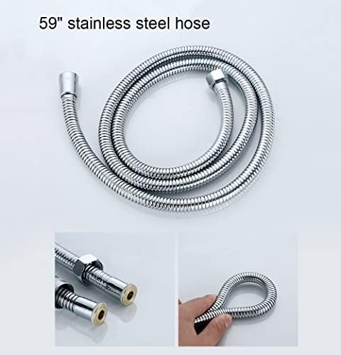 6 Functions Handheld Shower Head Set with Stop Button and Chrome Hose Bracket