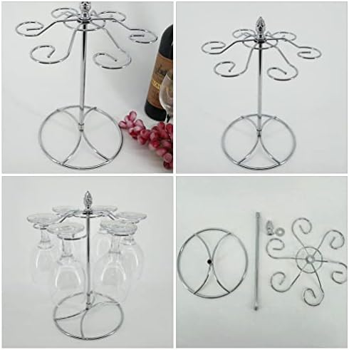 Cabilock Wine Glass Holder Freestanding Stemware Rack with 6 Hooks
