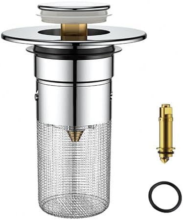 Bathroom Sink Drain Strainer - Pop Up Stainless Steel Hair Catcher