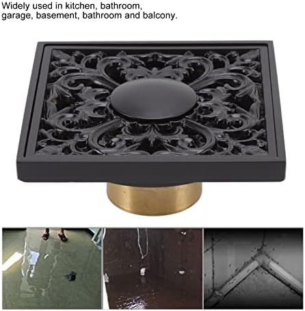 Tissting 4x4 Inch Square Shower Floor Drain Stainless Steel Copper Style