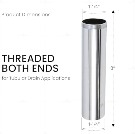 1-14 x 8 Brass Threaded Tube for Sink Drains