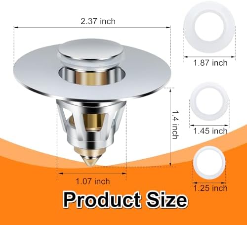 Universal Fit Pop Up Sink Stopper with Hair Catcher
