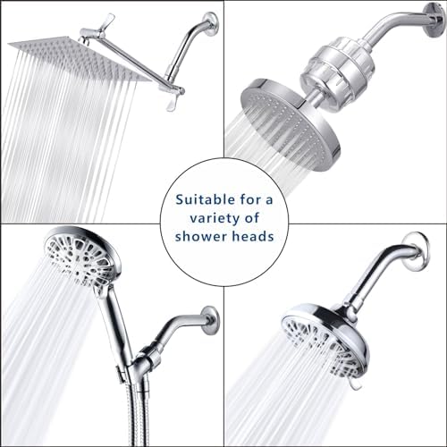 Eolax 8 Inch Chrome Shower Arm and Flange with Teflon Tape