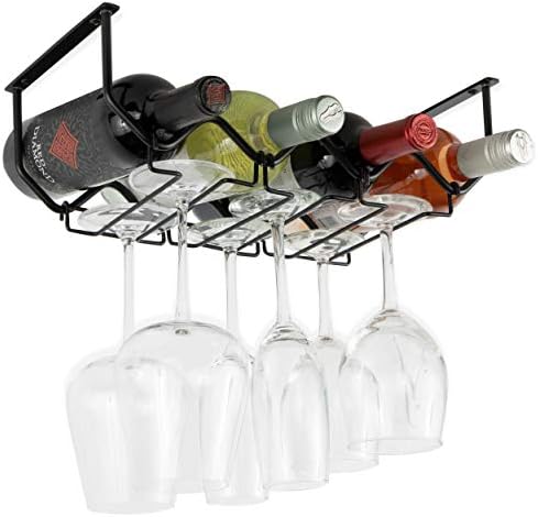 Wallniture Piccola Under Cabinet Wine Rack Glasses Holder