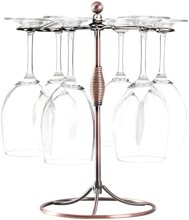 GeLive Bronze Wine Glass Holder Stand 6 Hooks