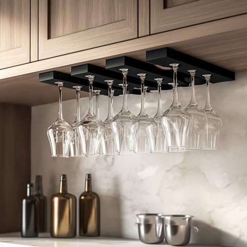 AQJUNONG 2 Pack Wine Glass Holder Classic Black