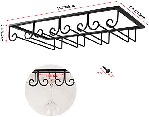 MOCOUM Stemware Hanger 4 Rows 2 Pack Black