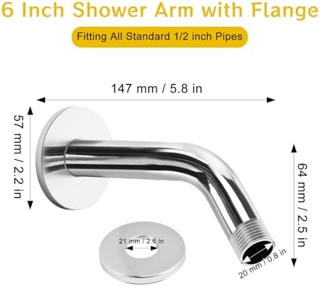 AccEncyc 6 Inch Stainless Steel Shower Arm Flange